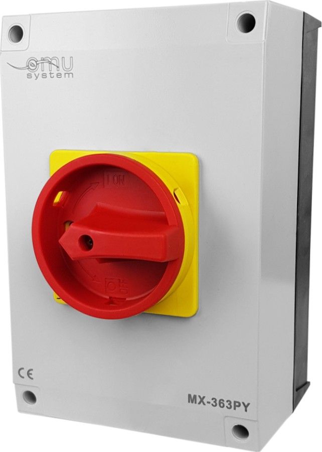 XBS Rozłącznik trójfazowy łącznik krzywkowy 3x63A 22kW w obudowie IP65 MX-363PY XBS