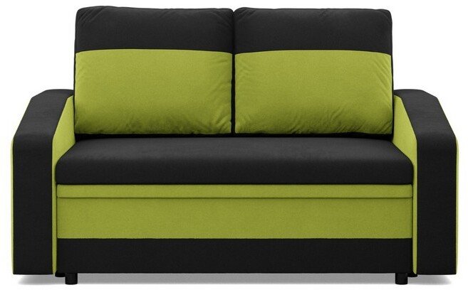 Sofa rozkładana, mikrofaza, AURELO, 148x87x90 cm, czarny, zielony