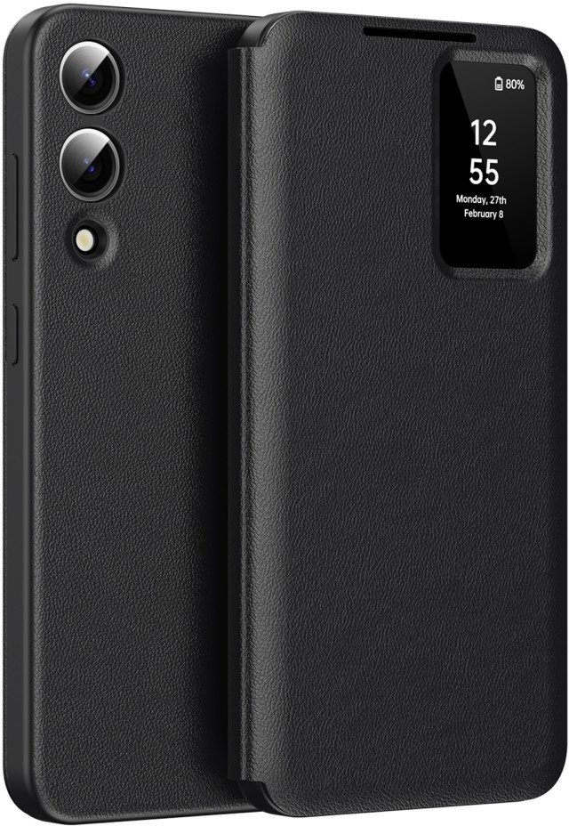 Etui z klapką skórzane Smart View Supero do Samsung Galaxy S25 Edge, czarne