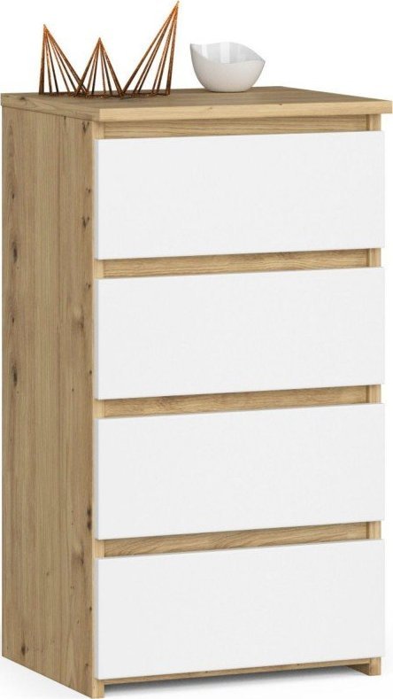Fabryka Mebli Akord Komoda CL4 40 cm 4 szuflady - dąb artisan-biała