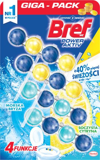 Bref Zawieszka do WC Bref Active Cytryna&Morska 4x50g uniwersalny
