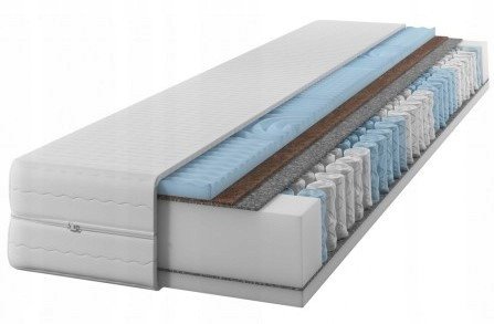 Materac sprężynowy DIAMOND 100x200 24 cm |Dwustronny H3 i H4|7 stref |Rdzeń ze sprężyn kieszeniowych |KOKOS |Masująca pianka|Pikowany pokrowiec