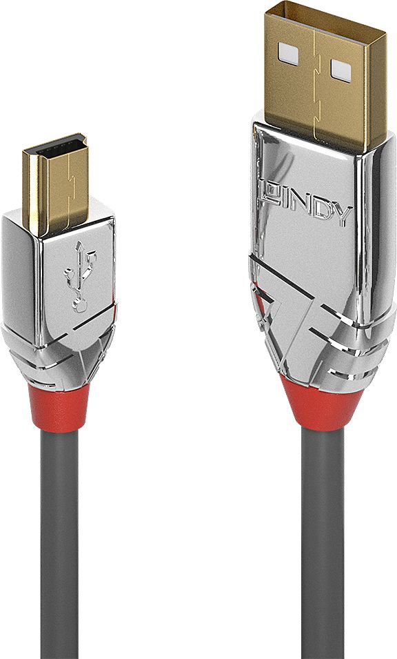 Kabel USB Lindy USB-A - miniUSB 2 m Szary (36632)