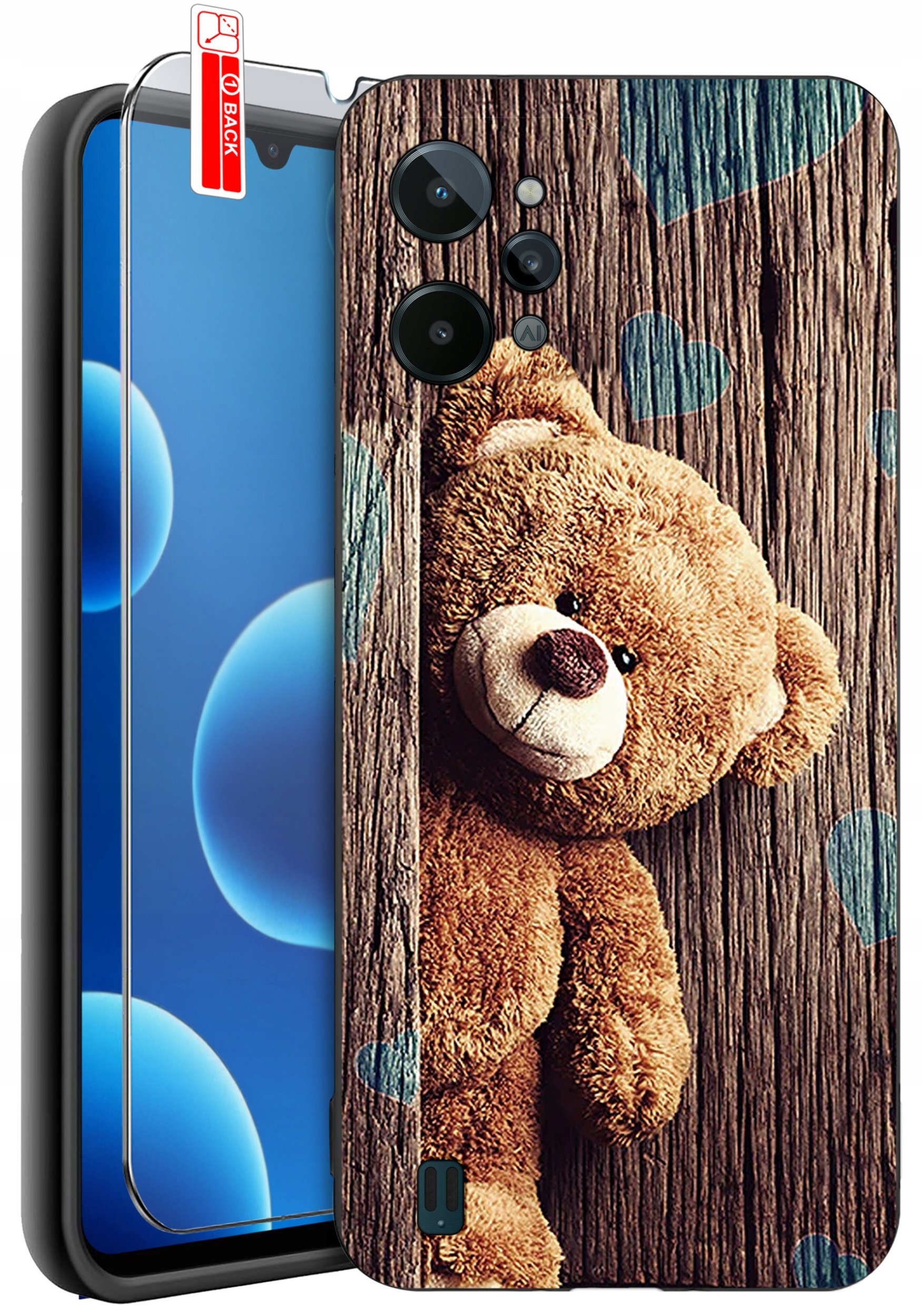 ETUI do Realme C31| WZORY | SILIKONOWE MATT CASE + SZKŁO 9H