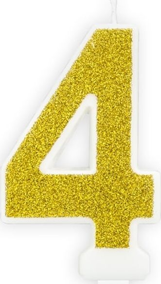 Party Deco Świeczka cyferka z brokatem - 4 - 1 szt. uniwersalny