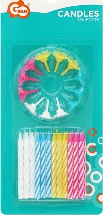 GoDan Świeczki urodzinowe 4 kolory spiralne 6cm 24szt