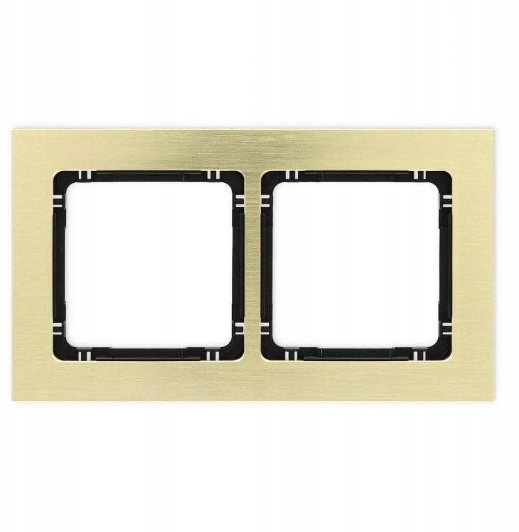 DECO Ramka uniwersalna podwójna - aluminium szczotkowane (ramka: kolor mosiężny spód: czarny) 8-12-DRA-2