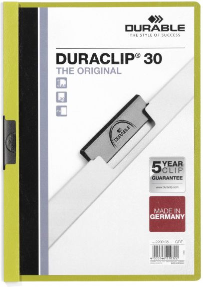 Durable Skoroszyt Zaciskowy A4 / 30 kartek Zielony