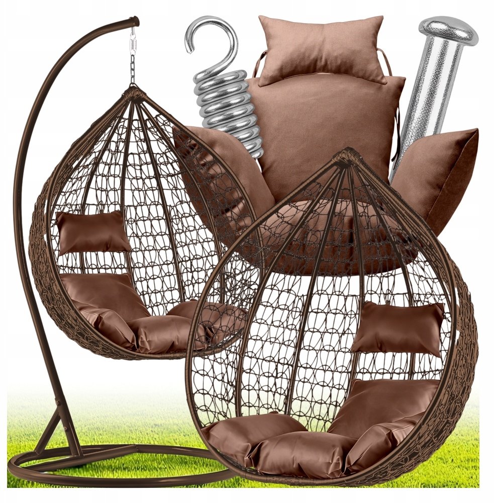 FOTEL OGRODOWY WISZĄCY KOKON BRĄZOWY KANZA