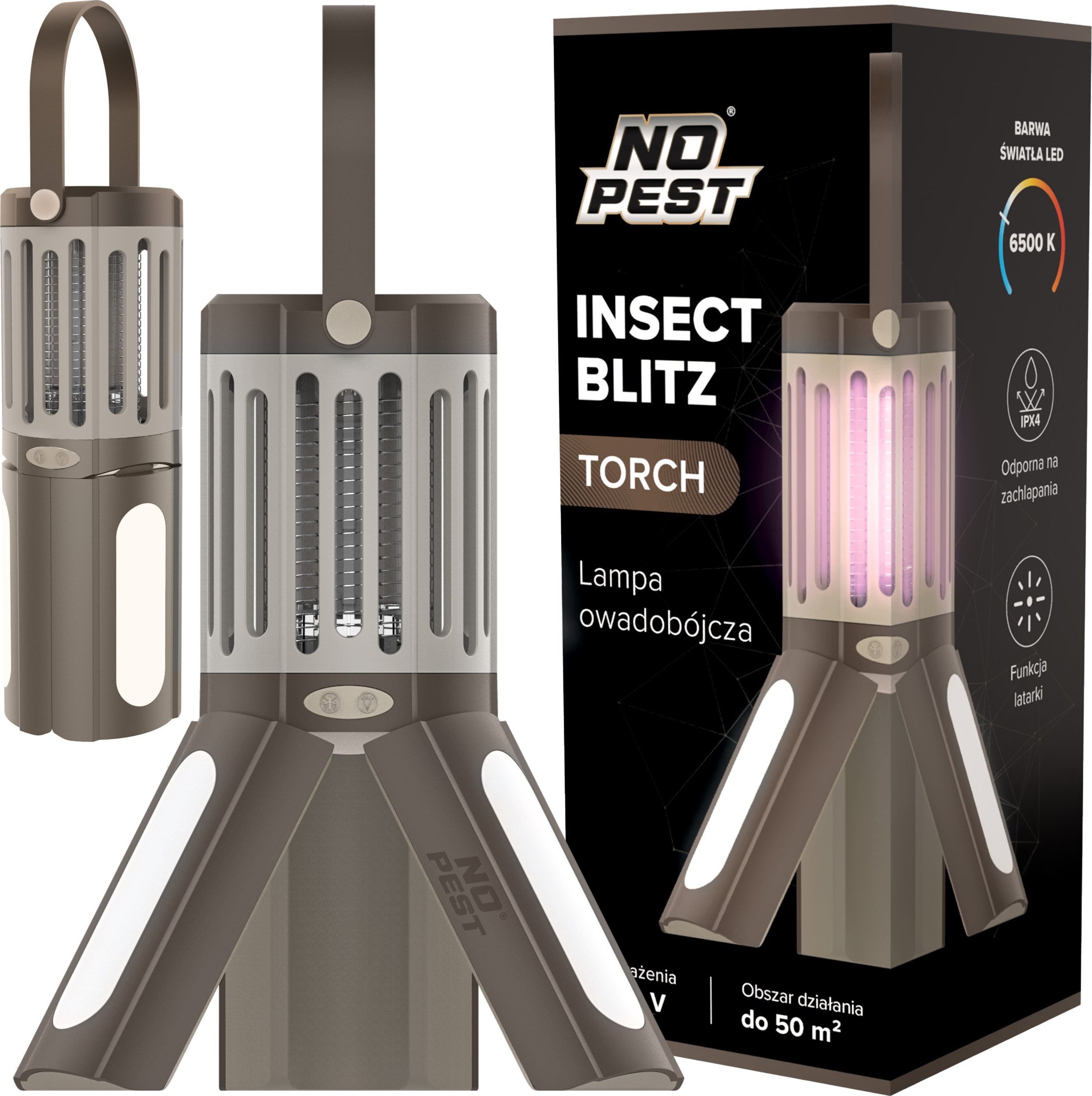 Lampa Owadobójcza UV na Komary Muchy Osy Ćmy Meszki i Inne Owady Przenośna Lampa Latarka "Insect Blitz Torch"