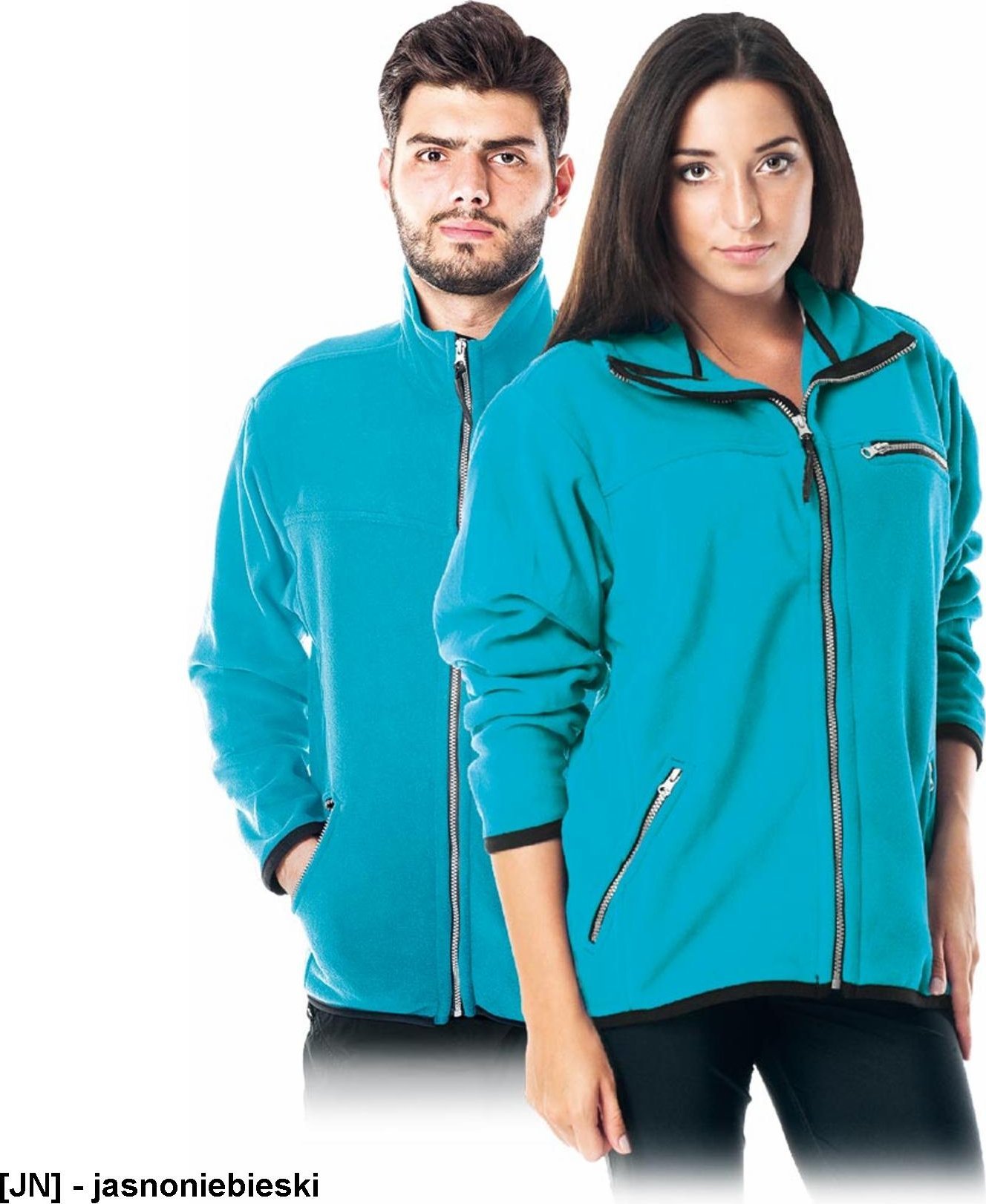 R.E.I.S. POLAR-HONEY - bluza, miły w dotyku krótko strzyżony polar, 100% poliester 290 g/m2, suwak, 3 zasuwane kieszenie - jasnoniebieski XL