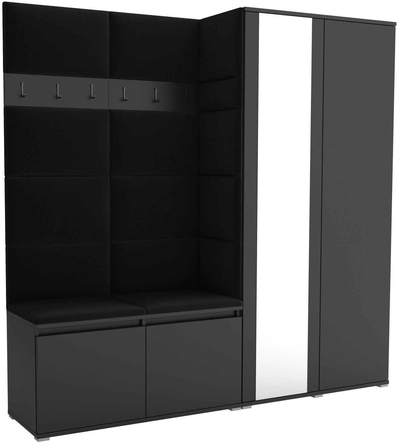 Tapicerowana garderoba Noris IV z lustrem - kolor czarny + tkanina Trinity 16