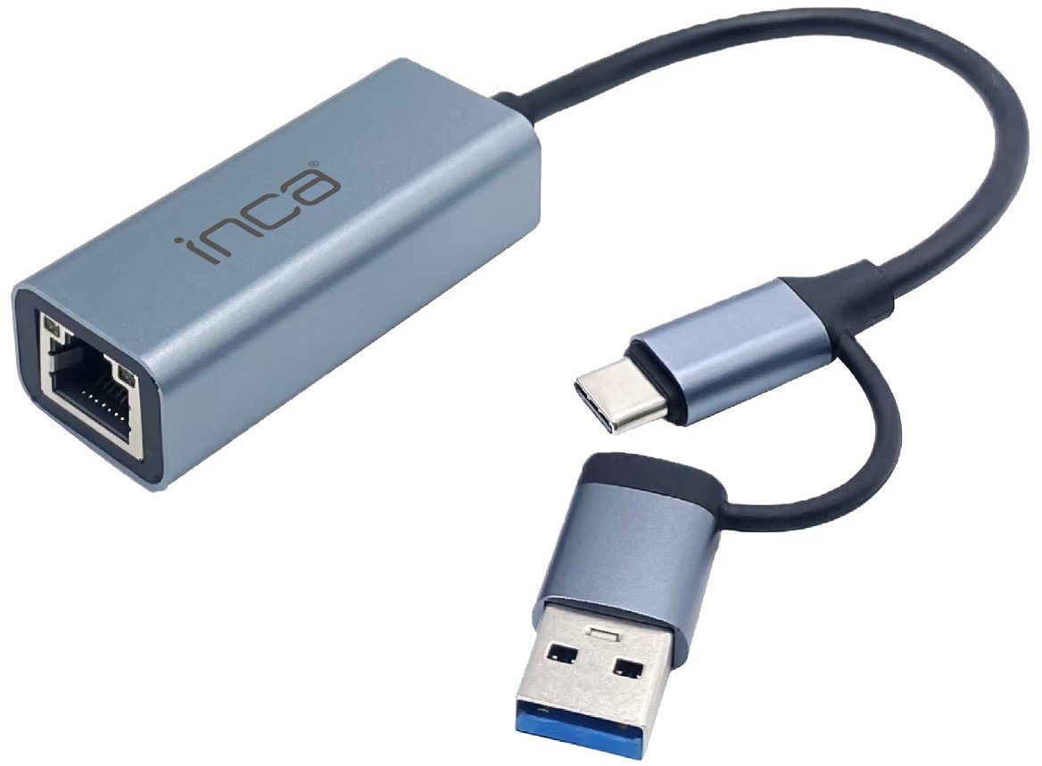 INCA Adapter IUTP-01TX Ethernet > USB und Typ C Anschluss