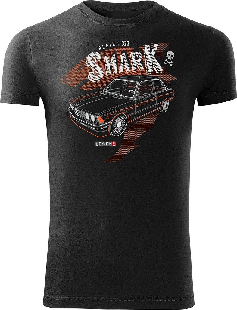 Topslang Koszulka z samochodem BMW 323 rekin męska czarna SLIM M