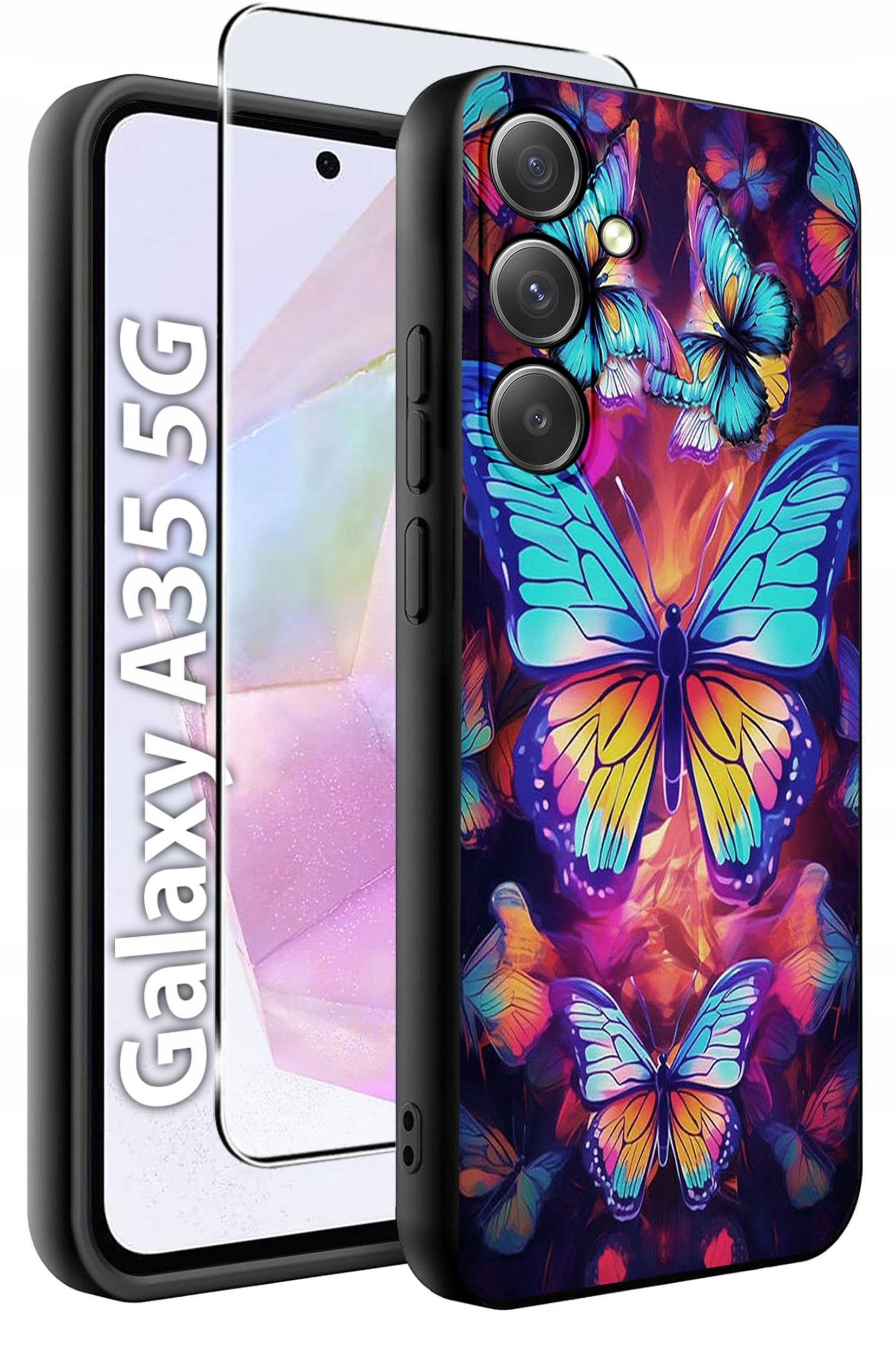 ETUI do Samsung A35 5G WZORY | SILIKONOWE MATT CASE + SZKŁO HARTOWANE 9H