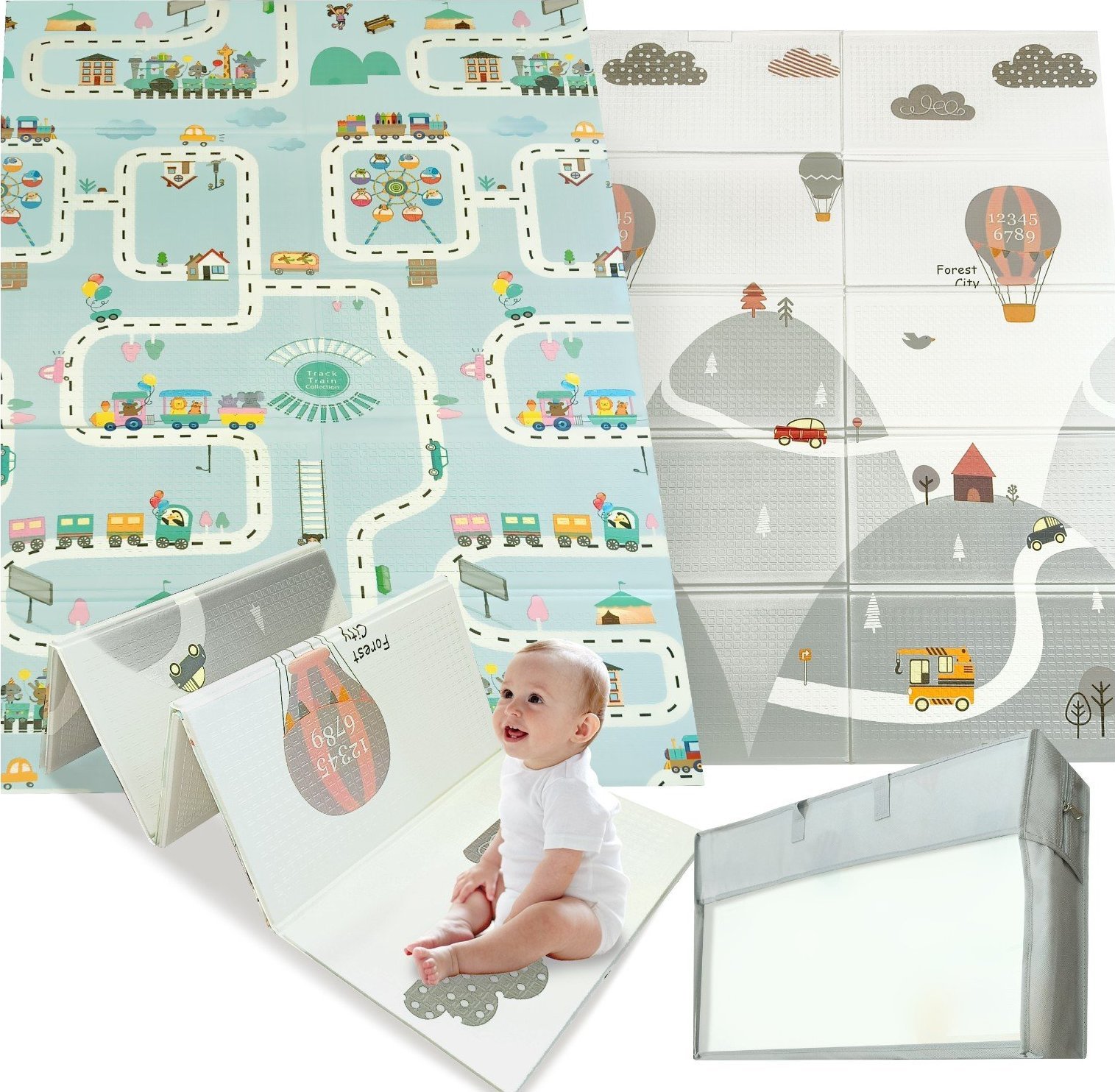 Happy Kiddo Mata piankowa składana dwustronna duża edukacyjna dla dzieci XPE 120x180 cm