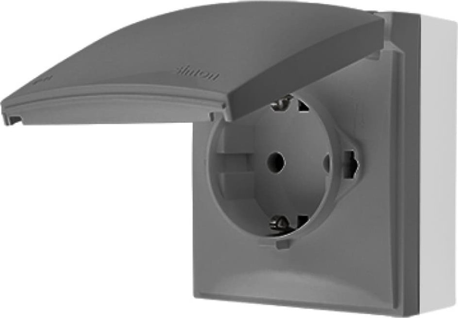 Kontakt-Simon Simon Aquaclick Gniazdo IP44, Schuko, pojedyncze, szybkozłącza, klapka w kolorze szary ACGSZ1C/16