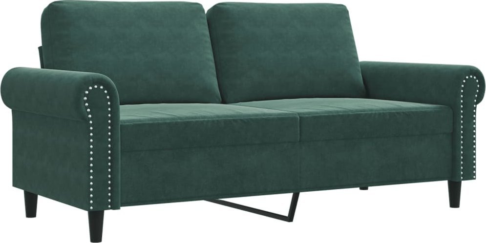 vidaXL Sofa 2-osobowa, ciemnozielona, 140 cm, tapicerowana aksamitem