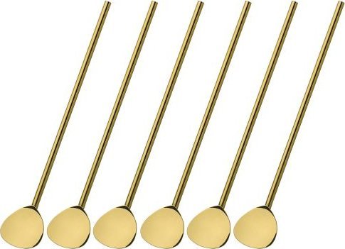 Cilio Łyżeczki koktajlowe ze słomką, 6 szt., 20 cm, stal nierdzewna, kolor złoty Coffee Culture / Cilio