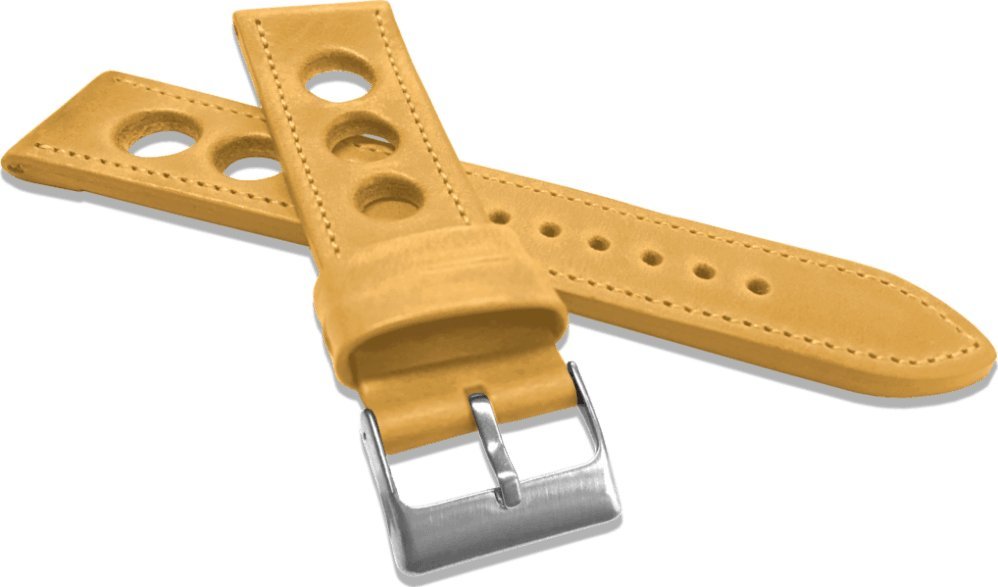 Lavvu LAVVU Perforowany ochry szyty pasek VINTAGE z luksusowej skóry Top Grain - 22