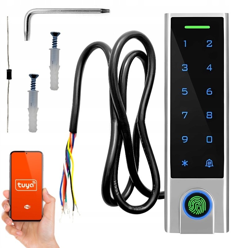 Zamek Kodowy Szyfrator Wodoodporny Klawiatura Czytnik RFID Odcisk WiFi Tuya