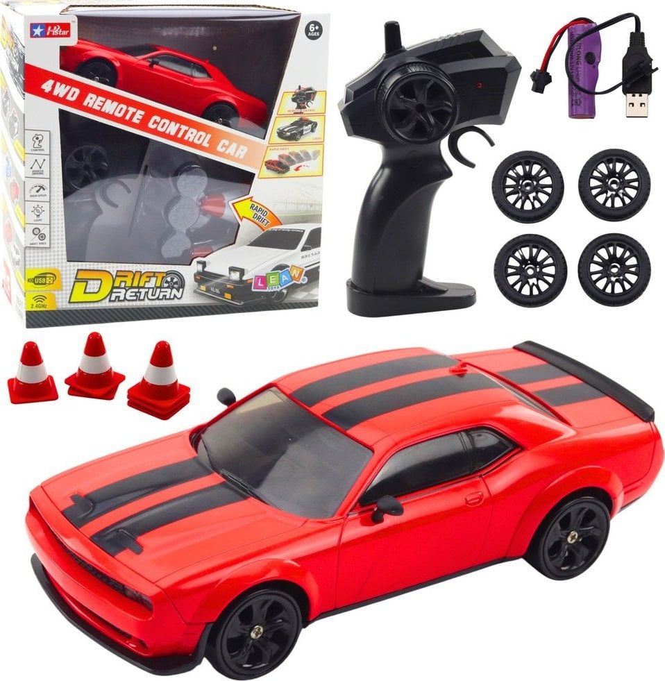 Auto Sportowe Drift Wymienne Koła Zdalnie Sterowany RC 4WD Czerwone Sport