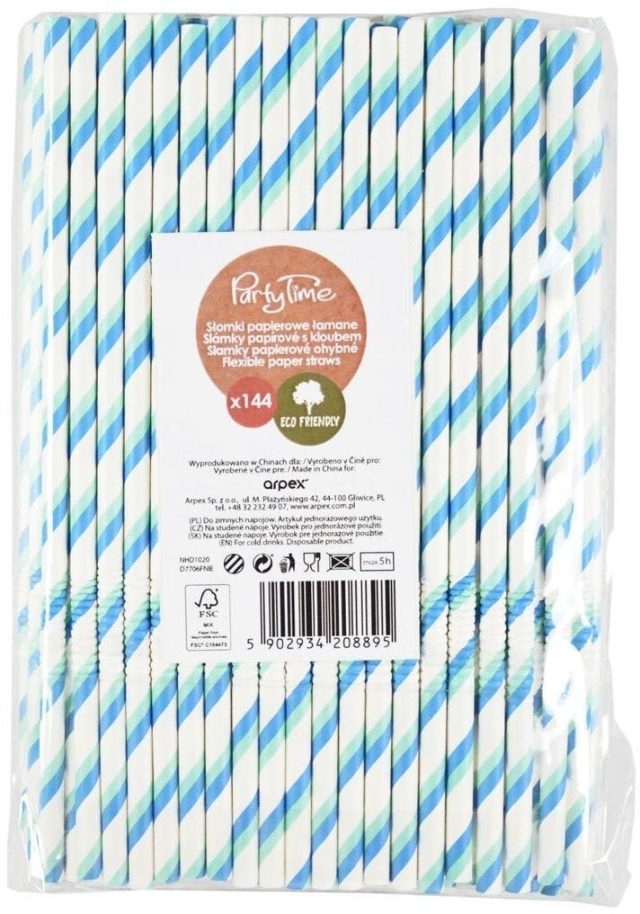 Słomki papierowe łamane niebieskie 144szt