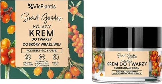 Vis Plantis VIS PLANTIS Secret Garden Kojący krem do twarzy do skóry wrażliwej Rokitnik i Niacynamid 50 ml