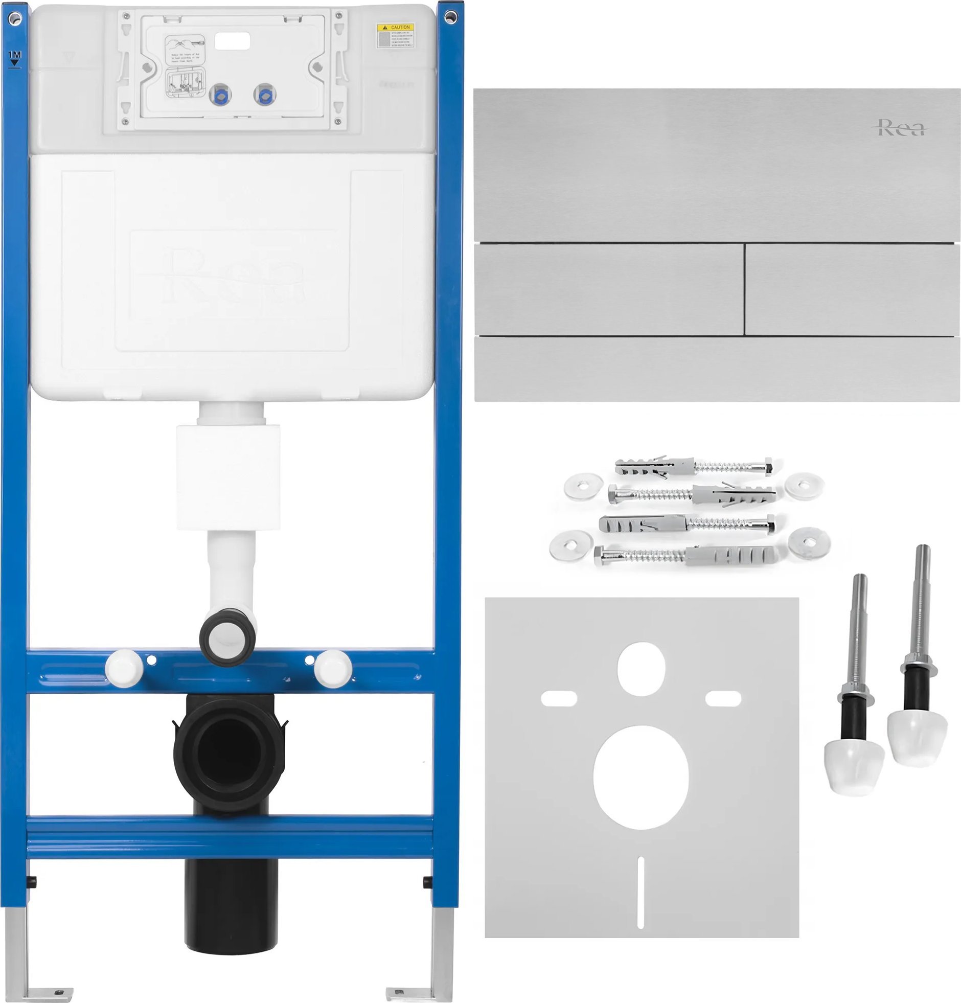 Stelaż zestaw podtynkowy do mis WC z przyciskiem T Stal Szczotkowana