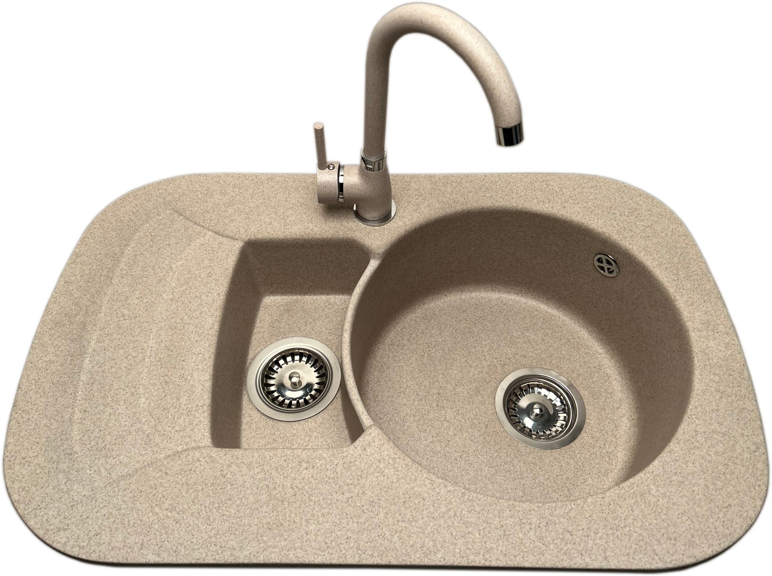 Zlewozmywak 1,5 komorowy z ociekaczem VIGEN beż z lewym ociekaczem + bateria NOON