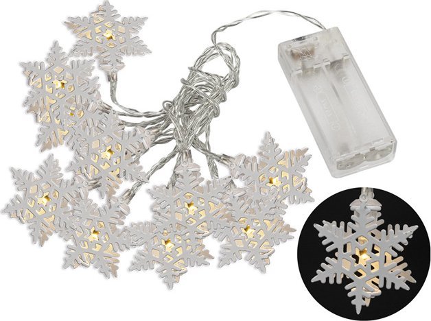 Lampki choinkowe Platinium Łańcuch ledowy Płatki Śniegu girlanda na baterie
