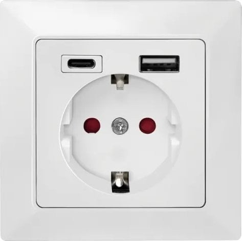 LogiLink PA0262 gniazdko elektryczne CEE 7/3 + USB Biały