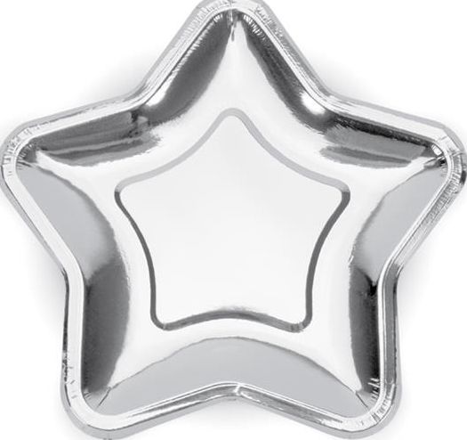 Party Deco talerzyki Gwiazdka, srebrny, 23cm, 6 sztuk uniwersalne (34684)