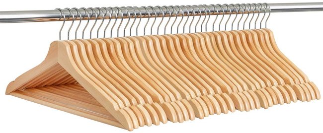 Springos Wieszak drewniany na ubrania 30 szt. wieszaki do szafy jasnobrązowy UNIWERSALNY