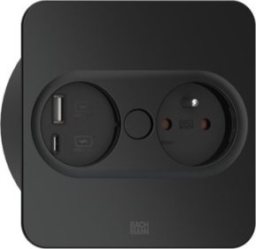 Bachmann BACHMANN TWIST 2 1xUTE 1xUSB A/C 22W 2,0m AEH RAL9005 30GE hoekig