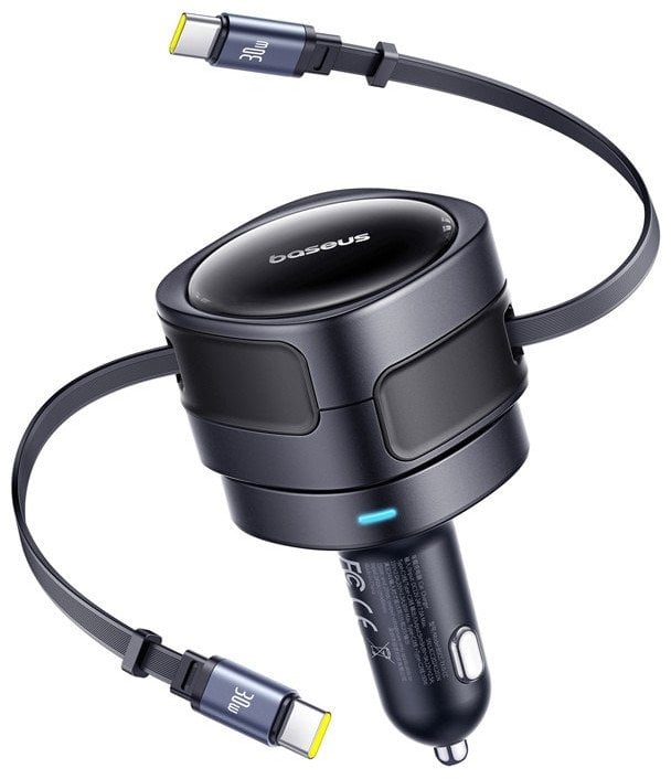 Ładowarka samochodowa Baseus Enjoyment Max z kablami USB-C+USB-C 60W Czarny