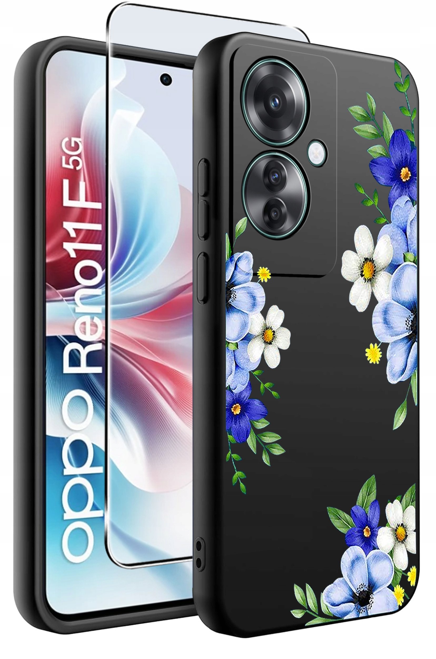 ETUI do Oppo Reno11 F 5G WZORY | SILIKONOWE MATT CASE + SZKŁO HARTOWANE 9H
