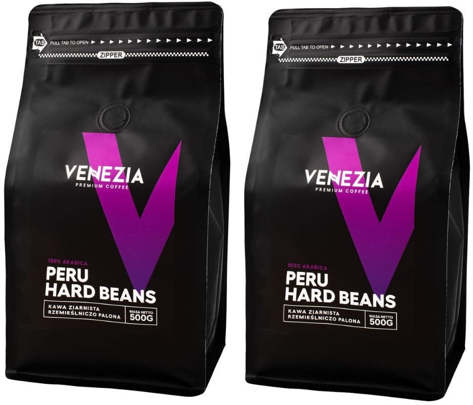 Kawa Ziarnista Venezia PERU HARD BEANS Świeżo Palona 2x500g