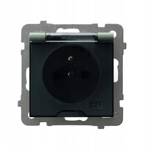 Ospel Gniazdo wodoodporne z uziemieniem przezroczysta pokrywa matowa zielona GPH-1GZ/m/84/d