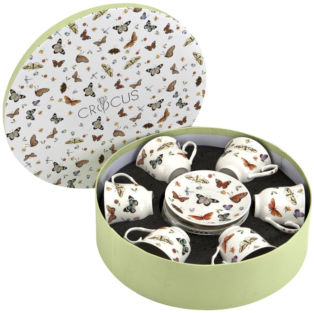 Komplet 6 filiżanek 250 ml + spodek Butterflies