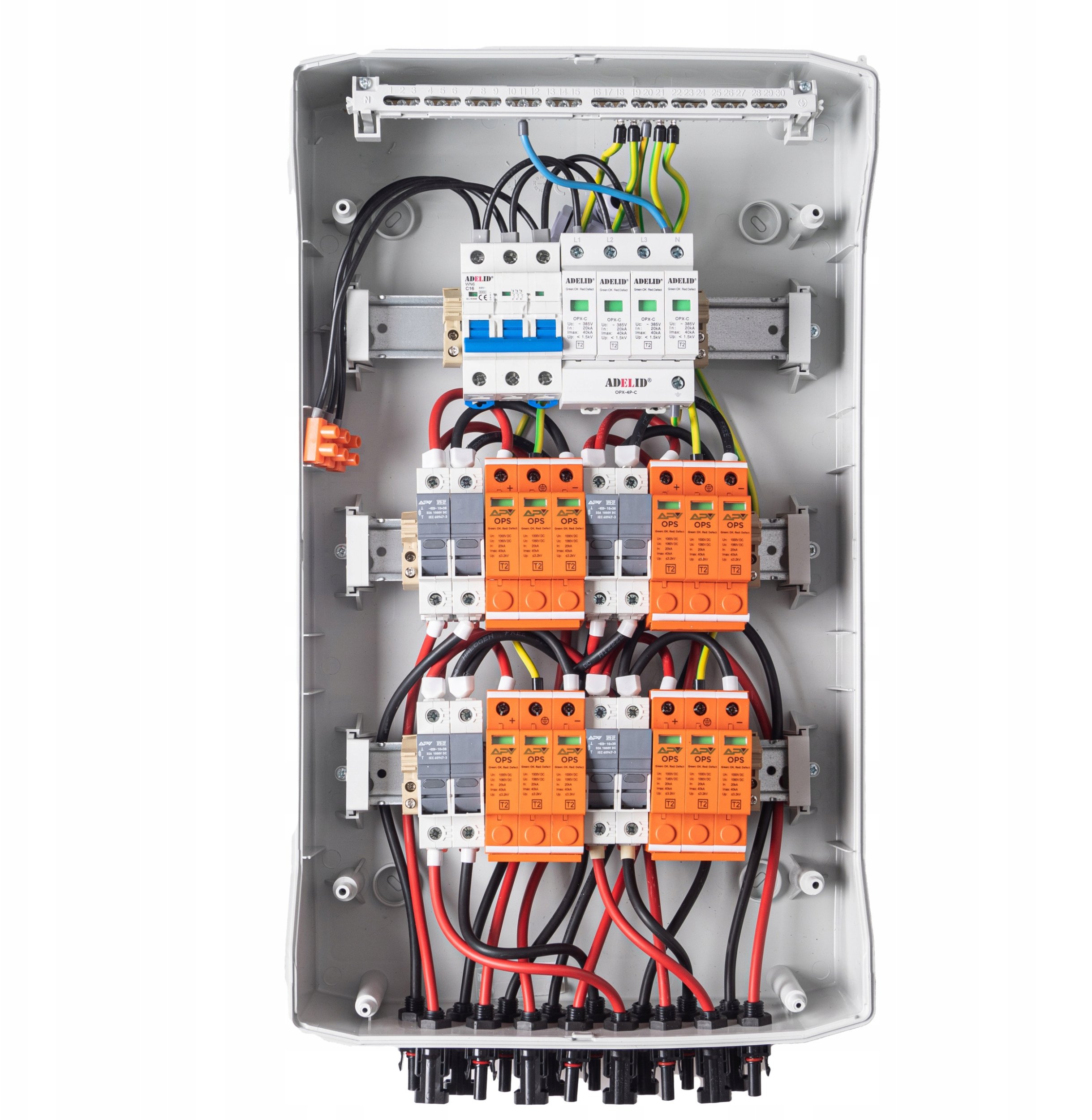 Rozdzielnica fotowoltaiczna PV 1000V DC/AC IP65 32A - 4 stringi