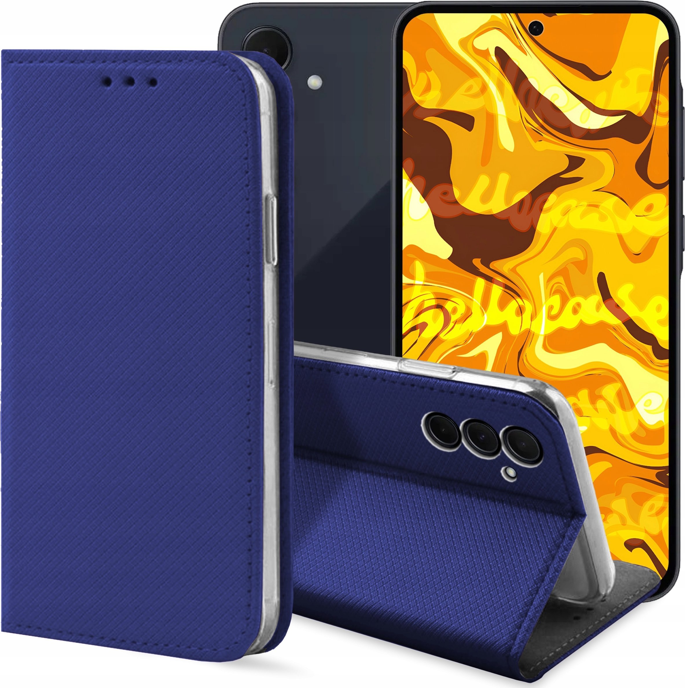 ETUI Z KLAPKĄ DO SAMSUNG GALAXY A35 5G GRANATOWE ZAMYKANE MAGNETYCZNE CASE