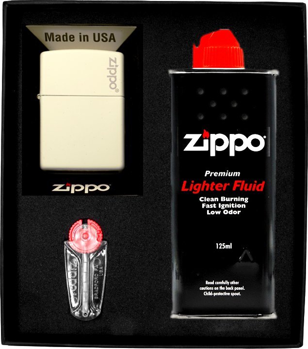 Zestaw ZIPPO Zapalniczka WHITE MATTE LOGO Prezentowy No1
