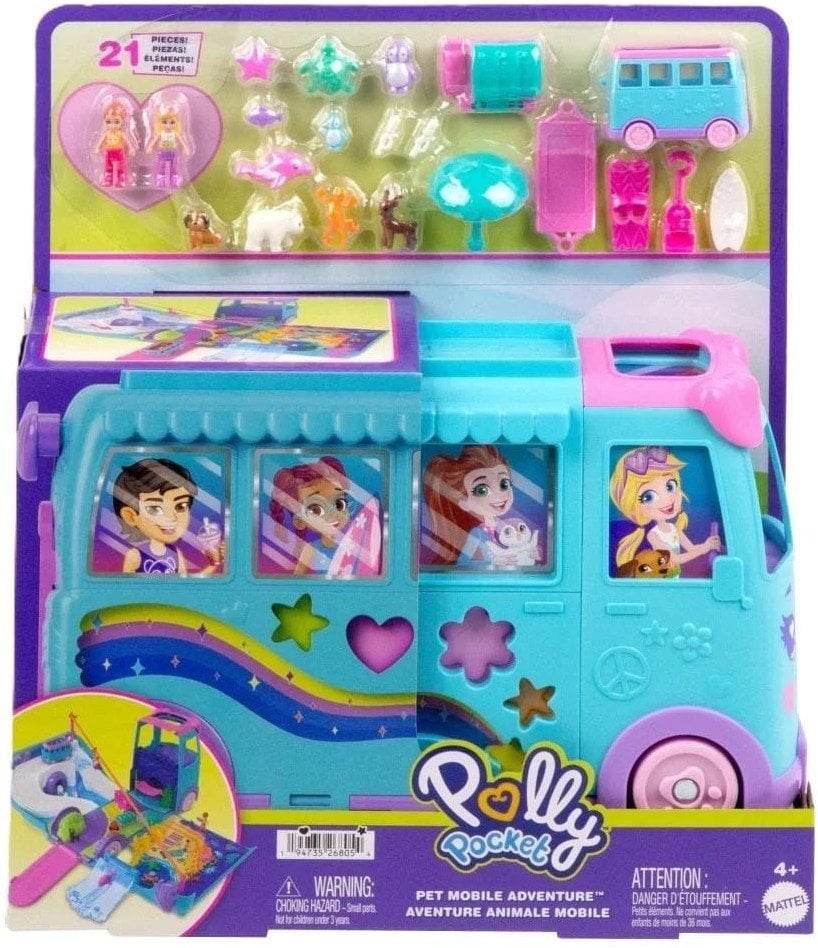 Mattel Polly Pocket Podróżny van Kamper z transformacją + akcesoria (JCC22)