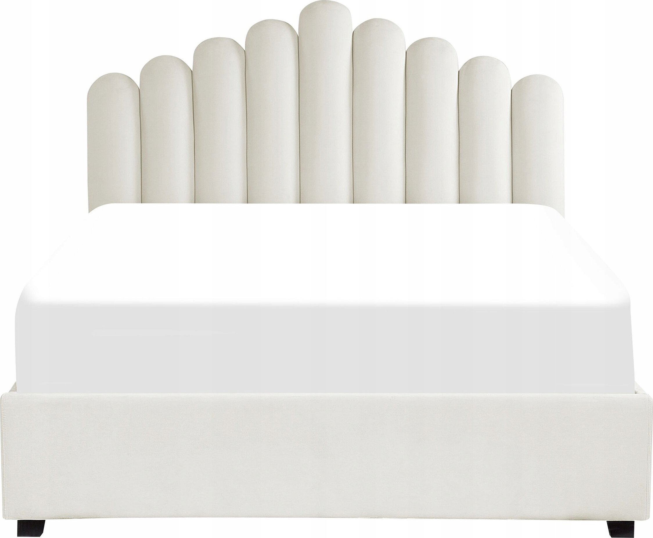 Beliani Łóżko z pojemnikiem welurowe 160 x 200 cm złamana biel VINCENNES