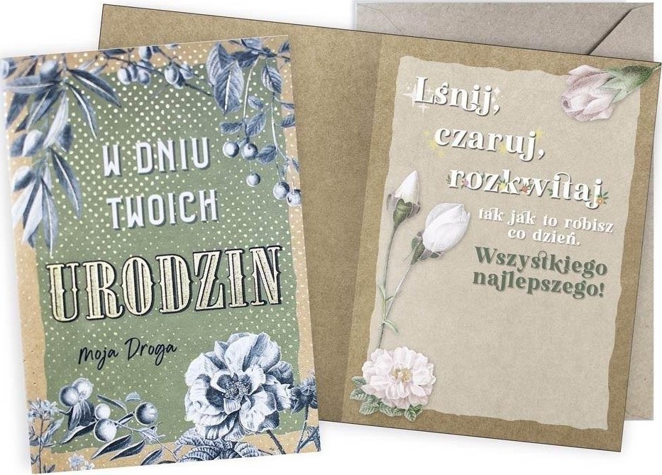 KUKARTKA Karnet Urodziny vintage Moja Droga