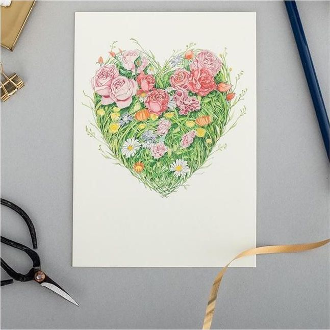 DM Collection Karnet A092 B6 + koperta Serce z kwiatami