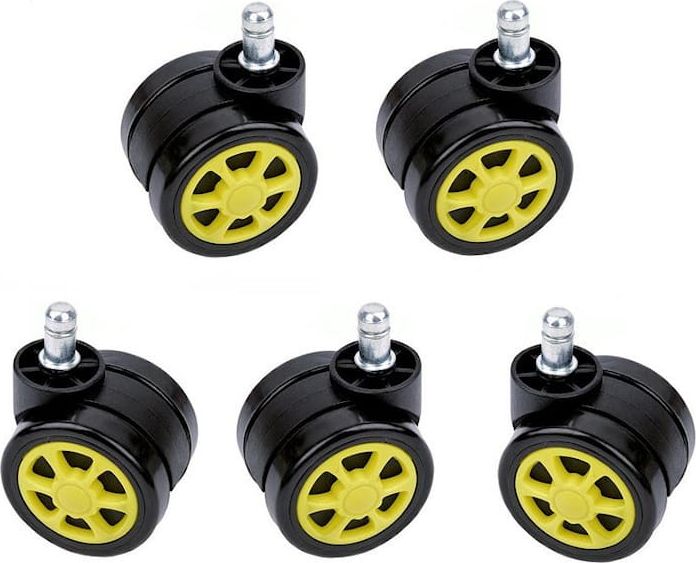 Zenga kółka do fotela kauczukowe miękkie 5szt. żółte