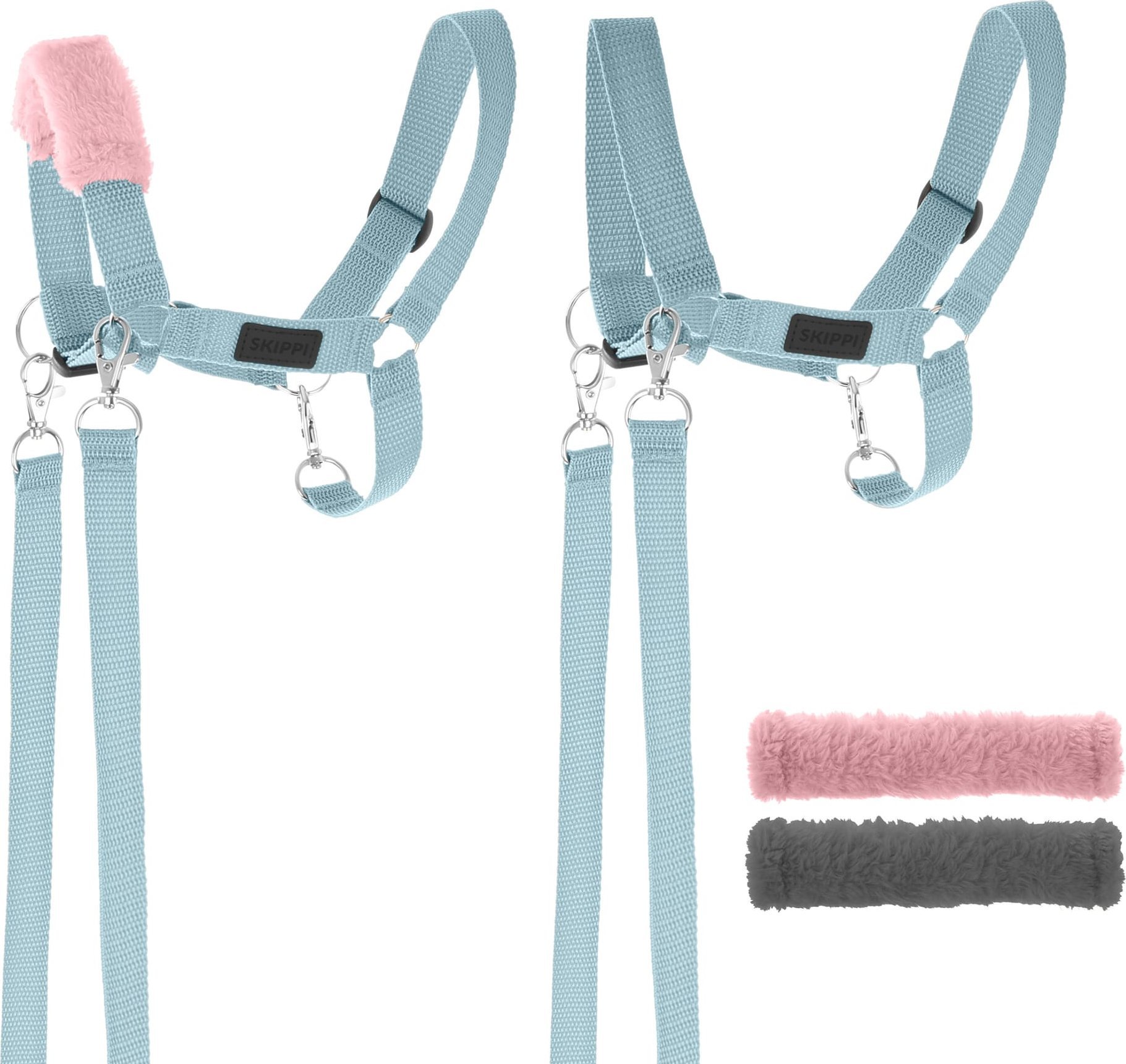 Skippi Kantar dla Hobby Horse - wodze, 2 wymienne futerka - błękitny