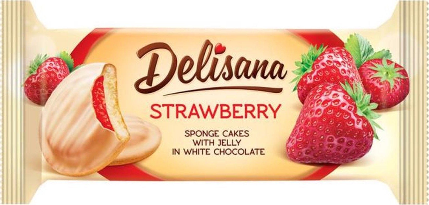 Delisana Ciastka z galaretką truskawkową w białej czekoladzie 135g